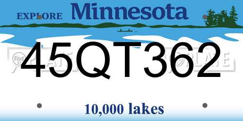 45QT362 Minnesota License Plate