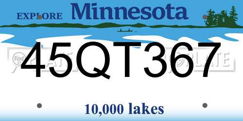 45QT367 Minnesota License Plate