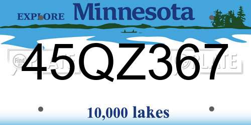45QZ367 Minnesota License Plate