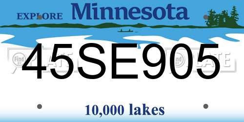 45SE905 Minnesota License Plate