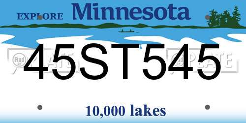 45ST545 Minnesota License Plate
