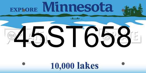 45ST658 Minnesota License Plate