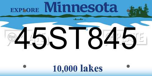 45ST845 Minnesota License Plate