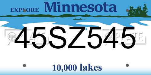 45SZ545 Minnesota License Plate
