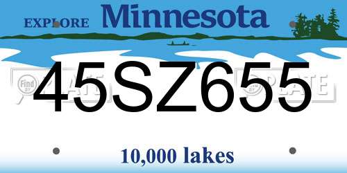 45SZ655 Minnesota License Plate