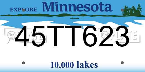 45TT623 Minnesota License Plate