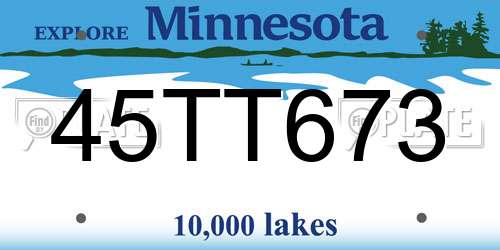 45TT673 Minnesota License Plate