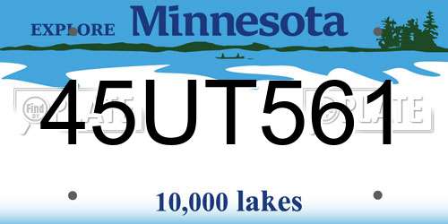 45UT561 Minnesota License Plate