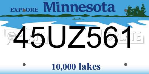 45UZ561 Minnesota License Plate