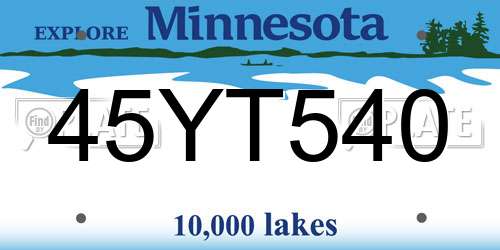 45YT540 Minnesota License Plate