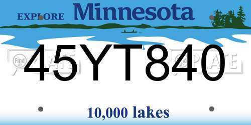 45YT840 Minnesota License Plate