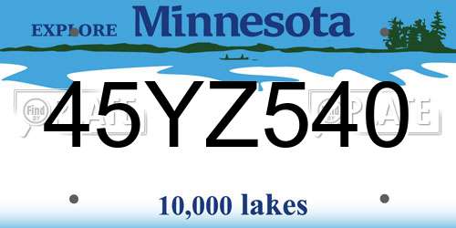 45YZ540 Minnesota License Plate