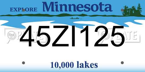 45ZI125 Minnesota License Plate