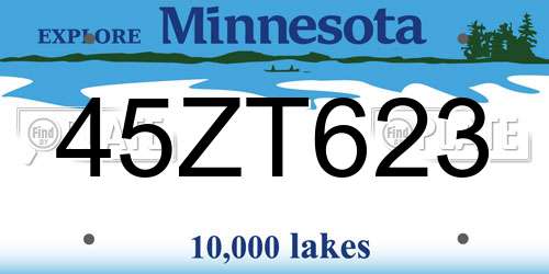 45ZT623 Minnesota License Plate