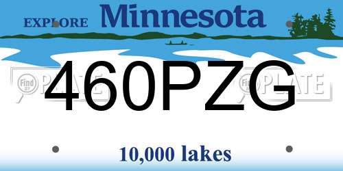 460PZG Minnesota License Plate