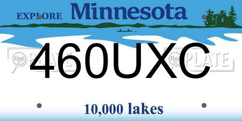 460UXC Minnesota License Plate