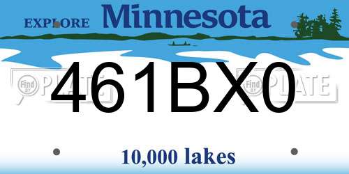 461BX0 Minnesota License Plate