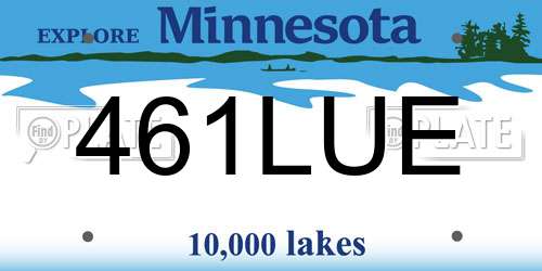 461LUE Minnesota License Plate