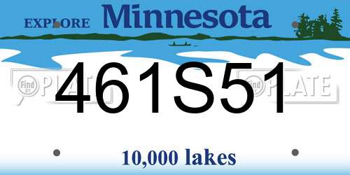 461S51 Minnesota License Plate