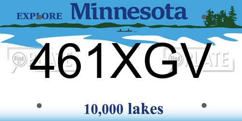461XGV Minnesota License Plate