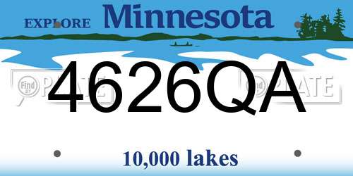 4626QA Minnesota License Plate