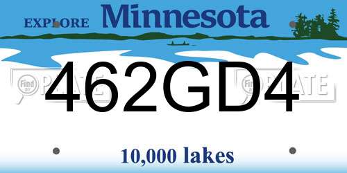 462GD4 Minnesota License Plate