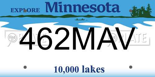 462MAV Minnesota License Plate