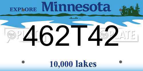 462T42 Minnesota License Plate