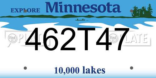 462T47 Minnesota License Plate