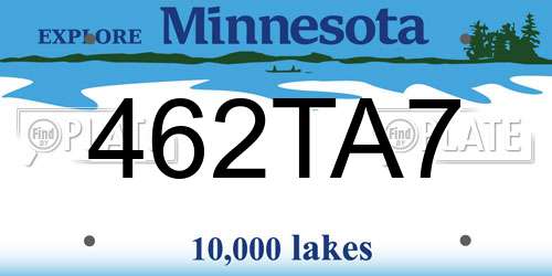 462TA7 Minnesota License Plate