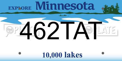462TAT Minnesota License Plate