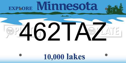 462TAZ Minnesota License Plate