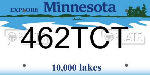 462TCT Minnesota License Plate