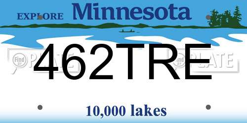 462TRE Minnesota License Plate