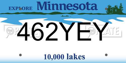 462YEY Minnesota License Plate