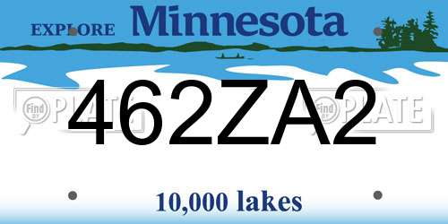 462ZA2 Minnesota License Plate