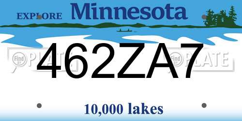 462ZA7 Minnesota License Plate