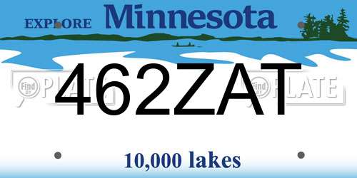 462ZAT Minnesota License Plate