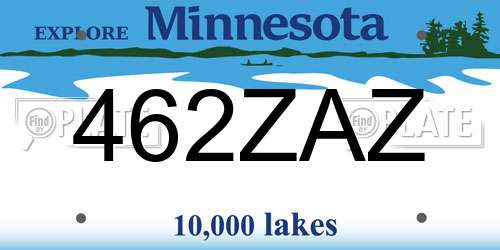 462ZAZ Minnesota License Plate