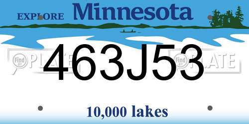 463J53 Minnesota License Plate