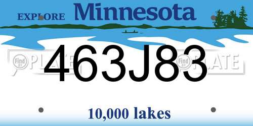 463J83 Minnesota License Plate