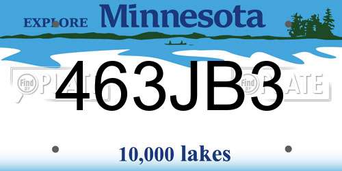 463JB3 Minnesota License Plate