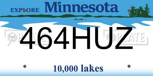 464HUZ Minnesota License Plate
