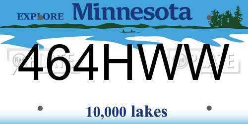 464HWW Minnesota License Plate