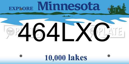464LXC Minnesota License Plate