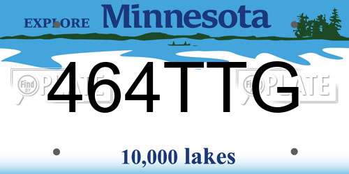 464TTG Minnesota License Plate