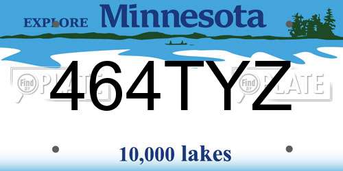 464TYZ Minnesota License Plate