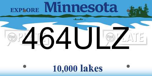 464ULZ Minnesota License Plate