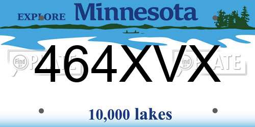 464XVX Minnesota License Plate