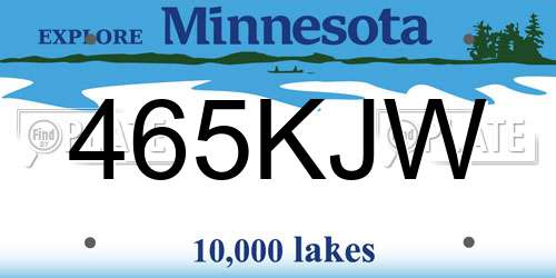 465KJW Minnesota License Plate